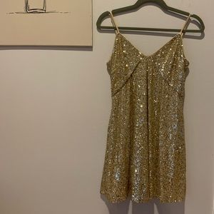 Gold mini dress